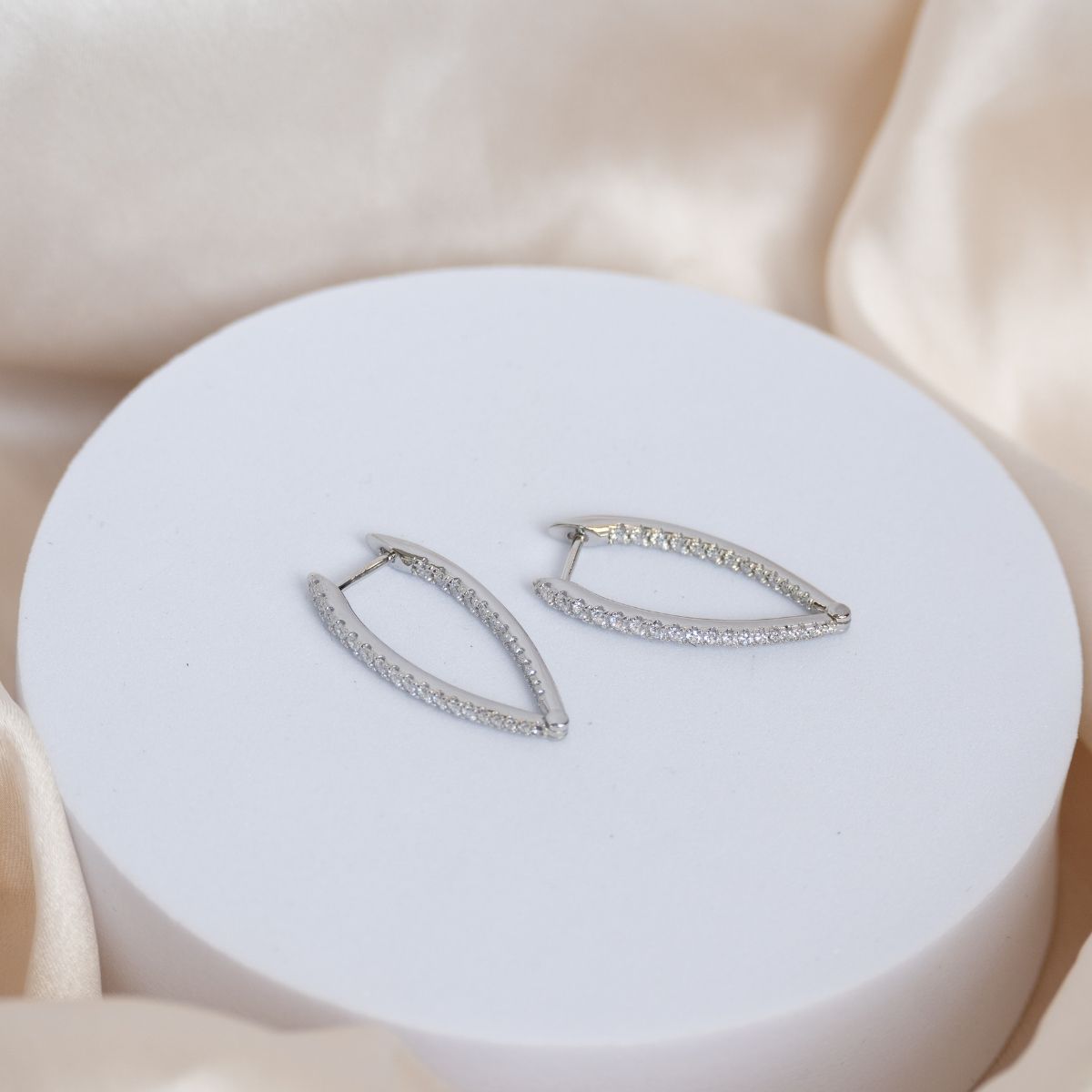 V Shaped Huggy earrings with Zirconia Pave