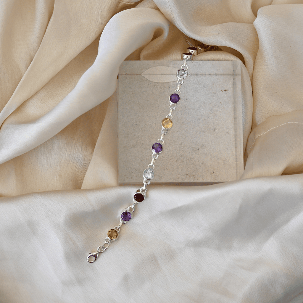 Round Semi precious stones multi coloured bracelet