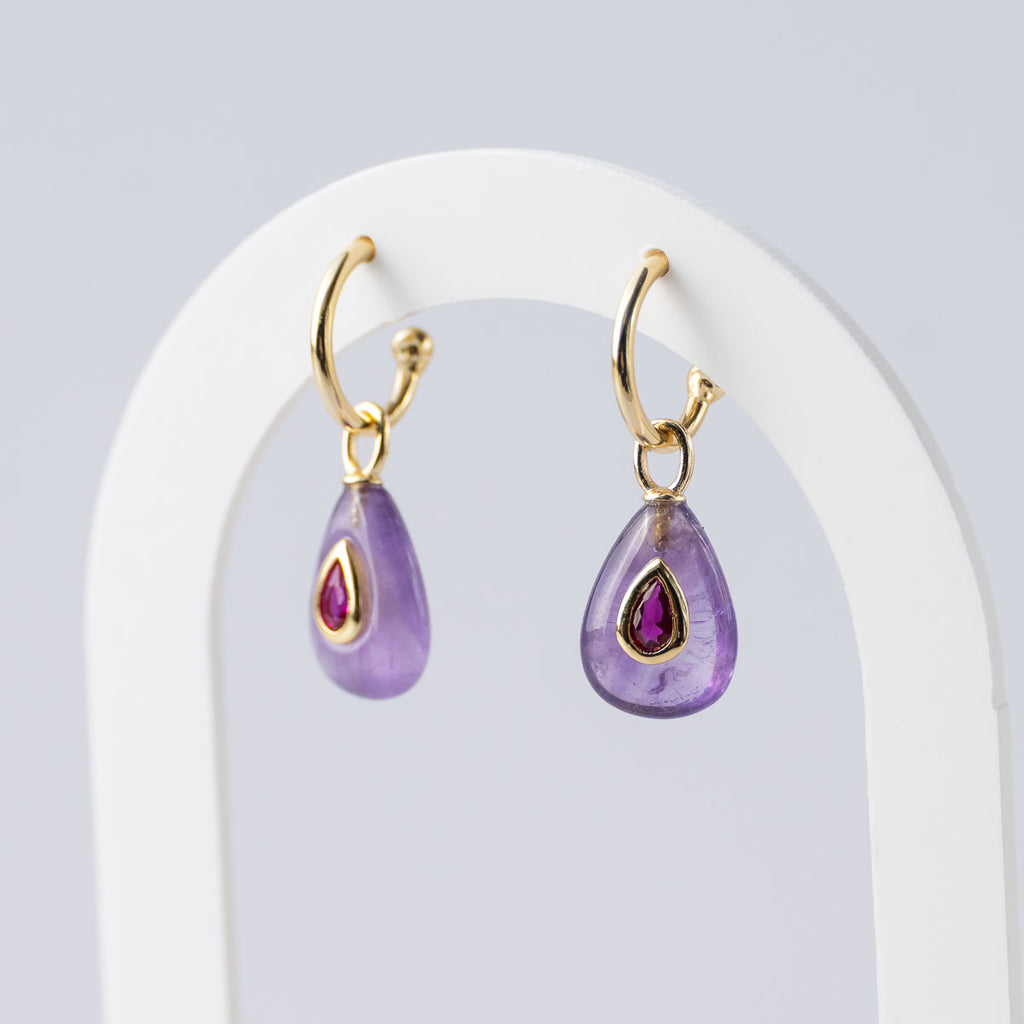 Amethyst Semi Precious Stone pretty woman earrings - Symbol of Serenity