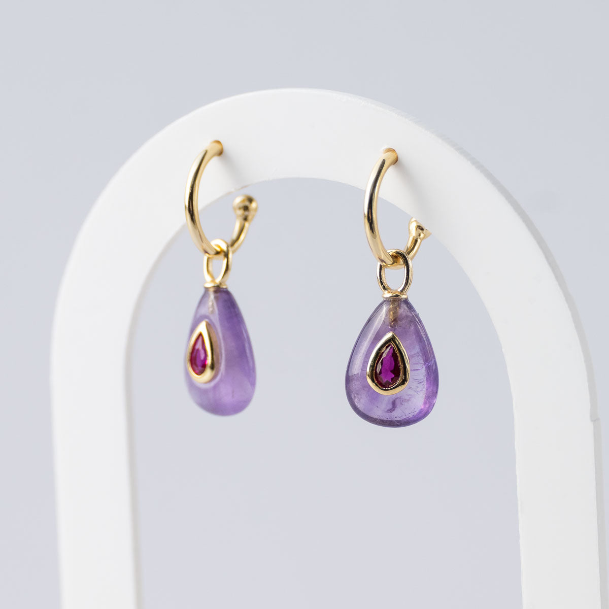 Amethyst Semi Precious Stone pretty woman earrings - Symbol of Serenity