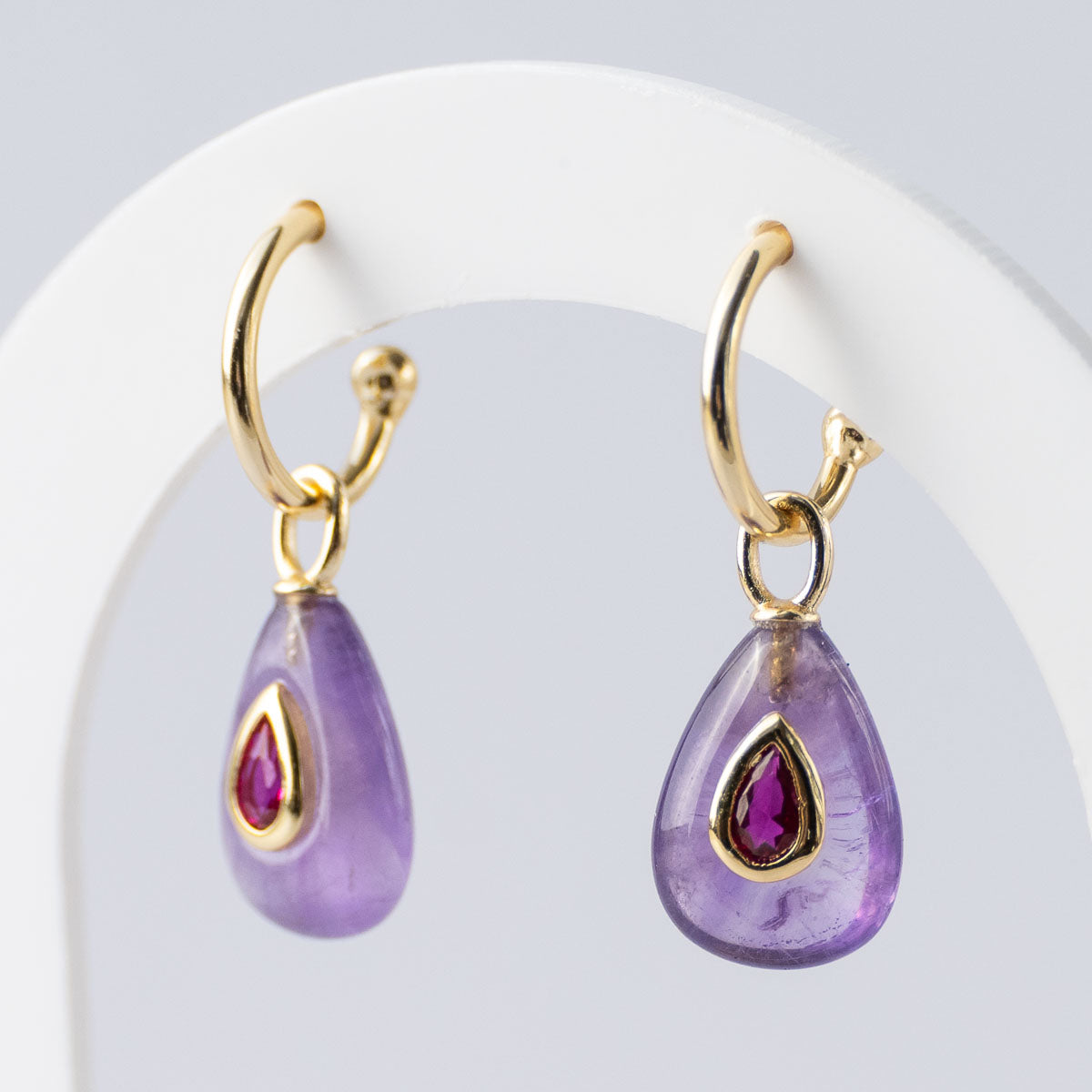 Amethyst Semi Precious Stone pretty woman earrings - Symbol of Serenity