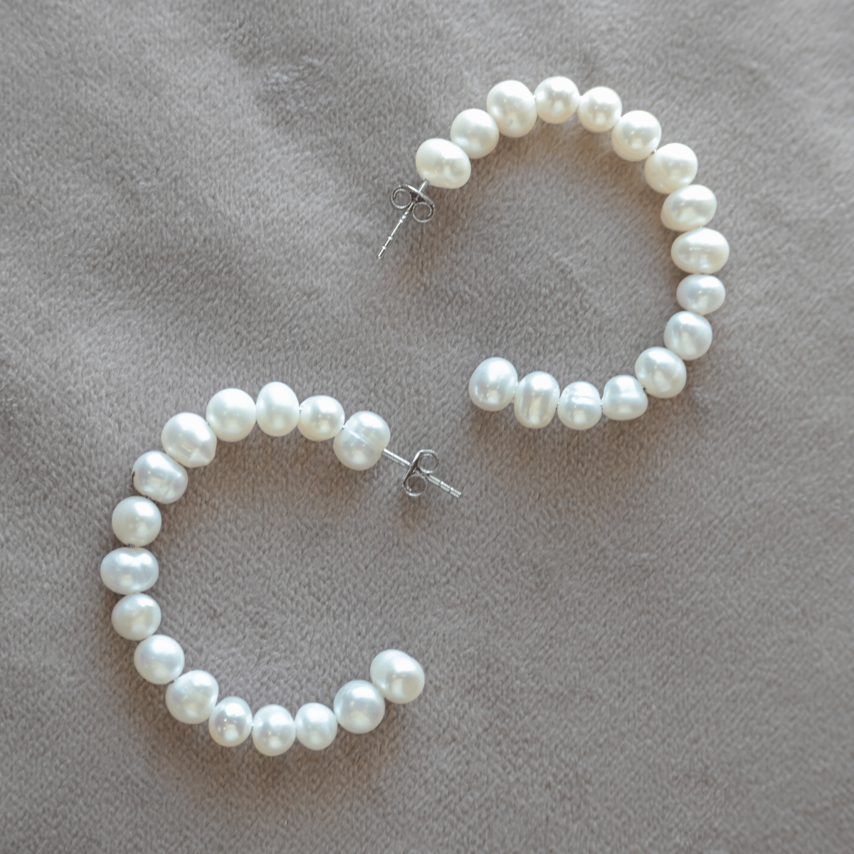 40 Mm Pearl Hoop Earrings