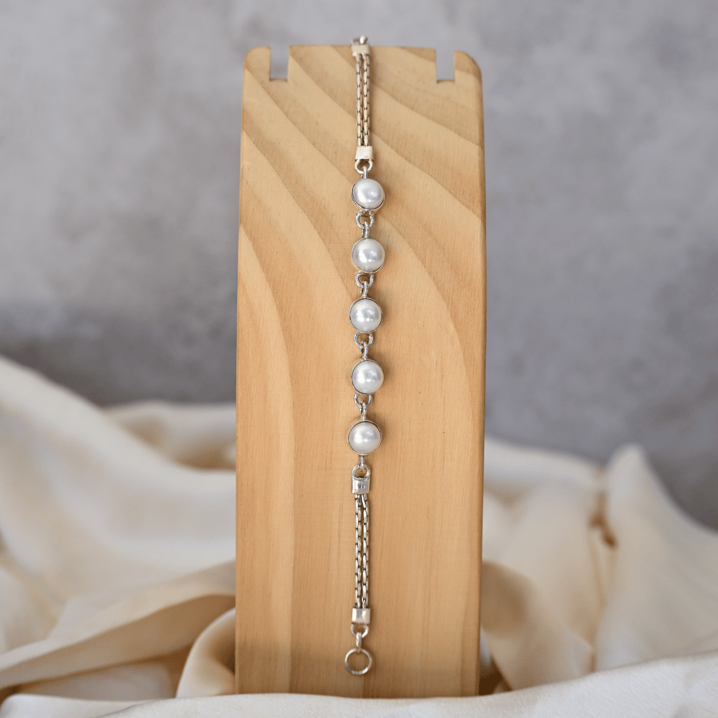 Five pearl bracelet with smooth tube setting - Terciany 