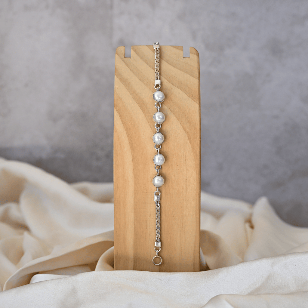 Five pearl bracelet with smooth tube setting - Terciany 