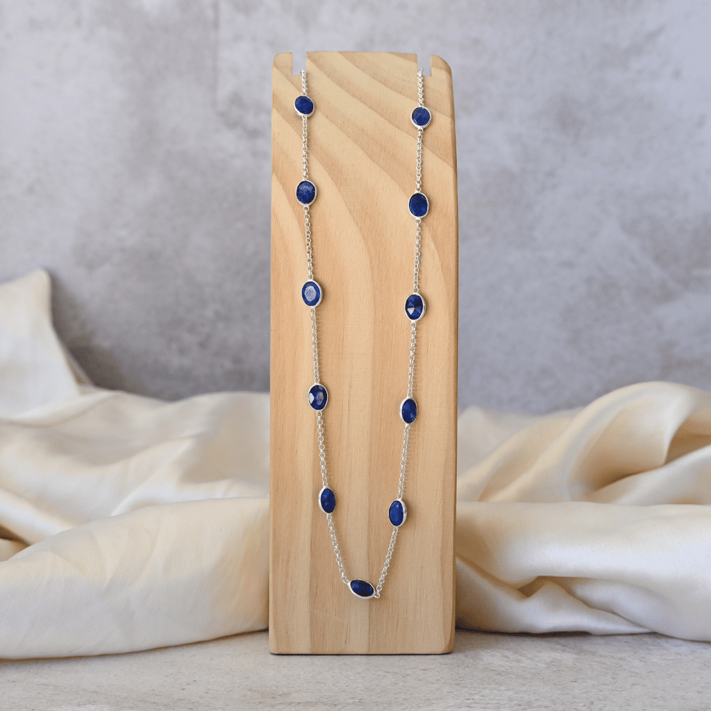 Oval Sapphire Semi precious stone necklace