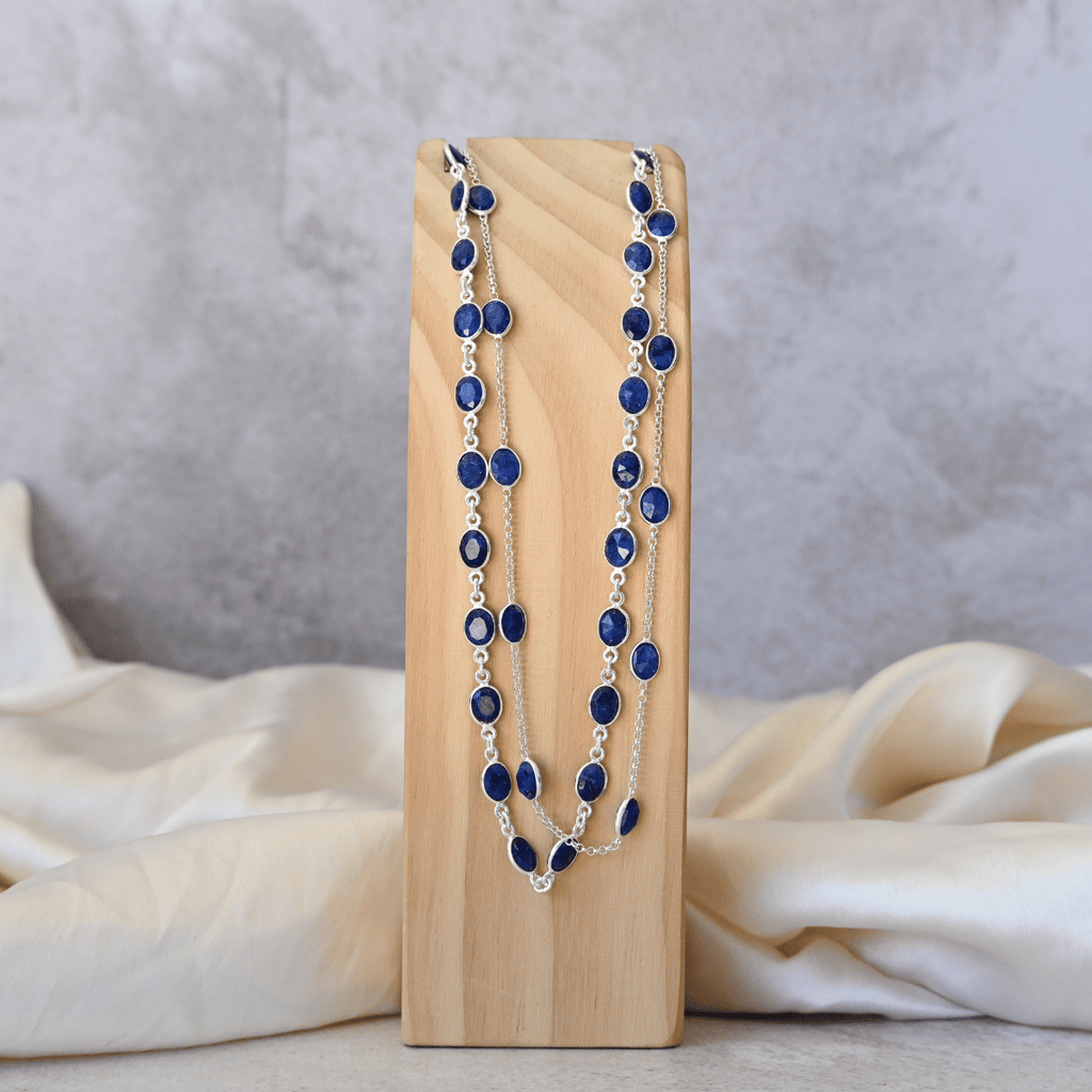 Oval Sapphire Semi precious stone necklace