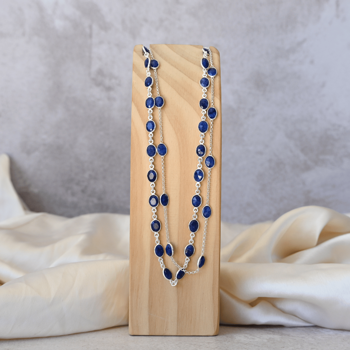 Oval Sapphire Semi precious stone necklace