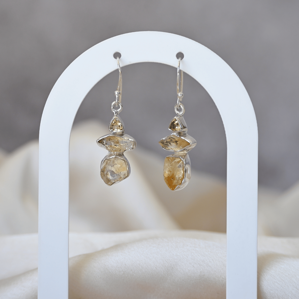 Citrine Rough Stone Semi Precious stone earrings