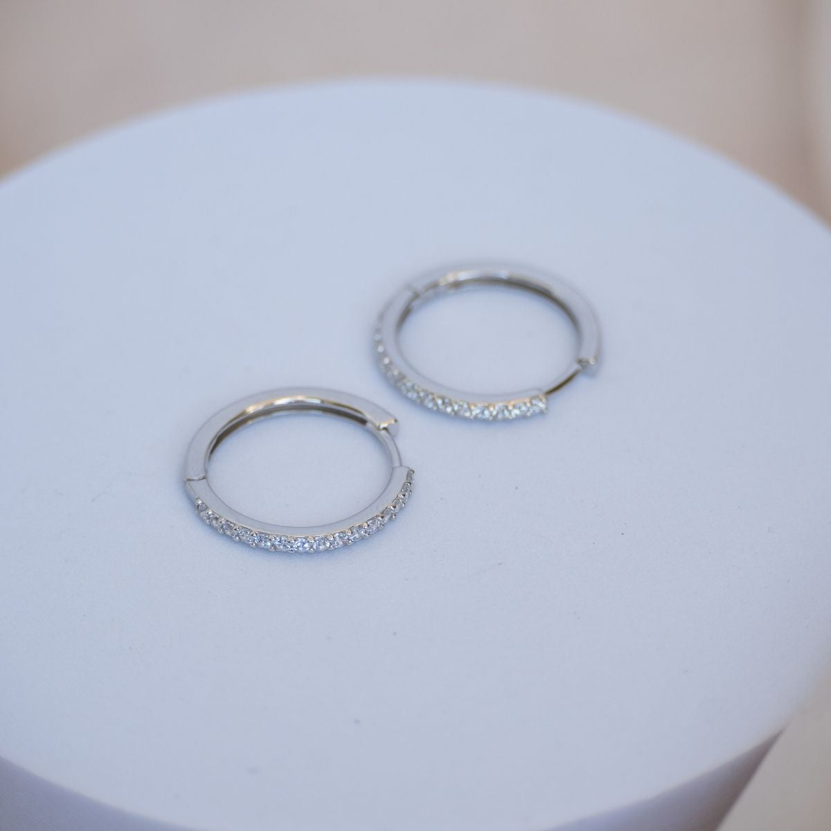 Sterling silver huggy earrings with Zirconia Pave