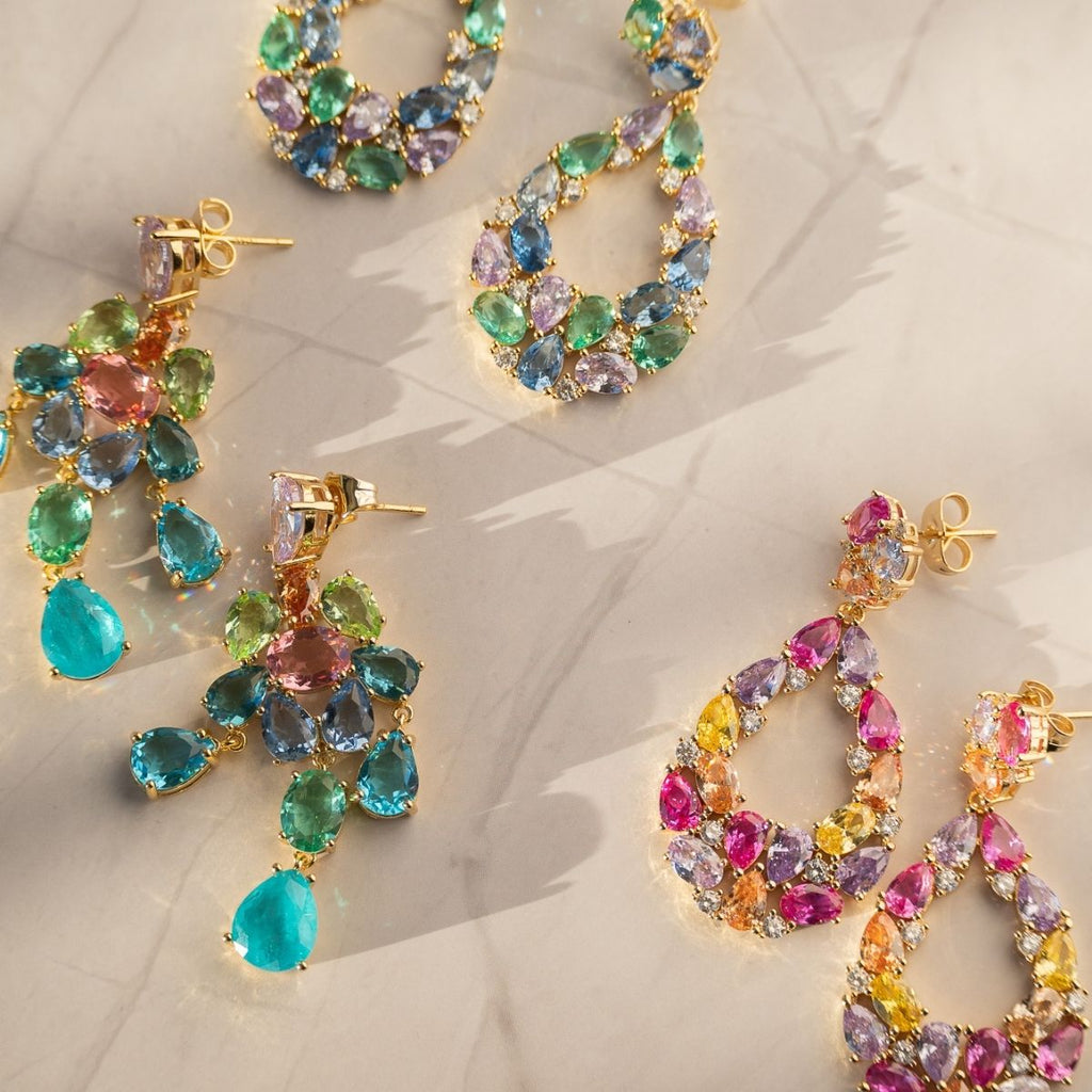 Sanet Semi Precious Stone Statement Earrings - Terciany 
