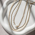 Gold Spike Pearl Necklace Stack - Terciany 