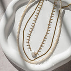 Gold Spike Pearl Necklace Stack - Terciany 