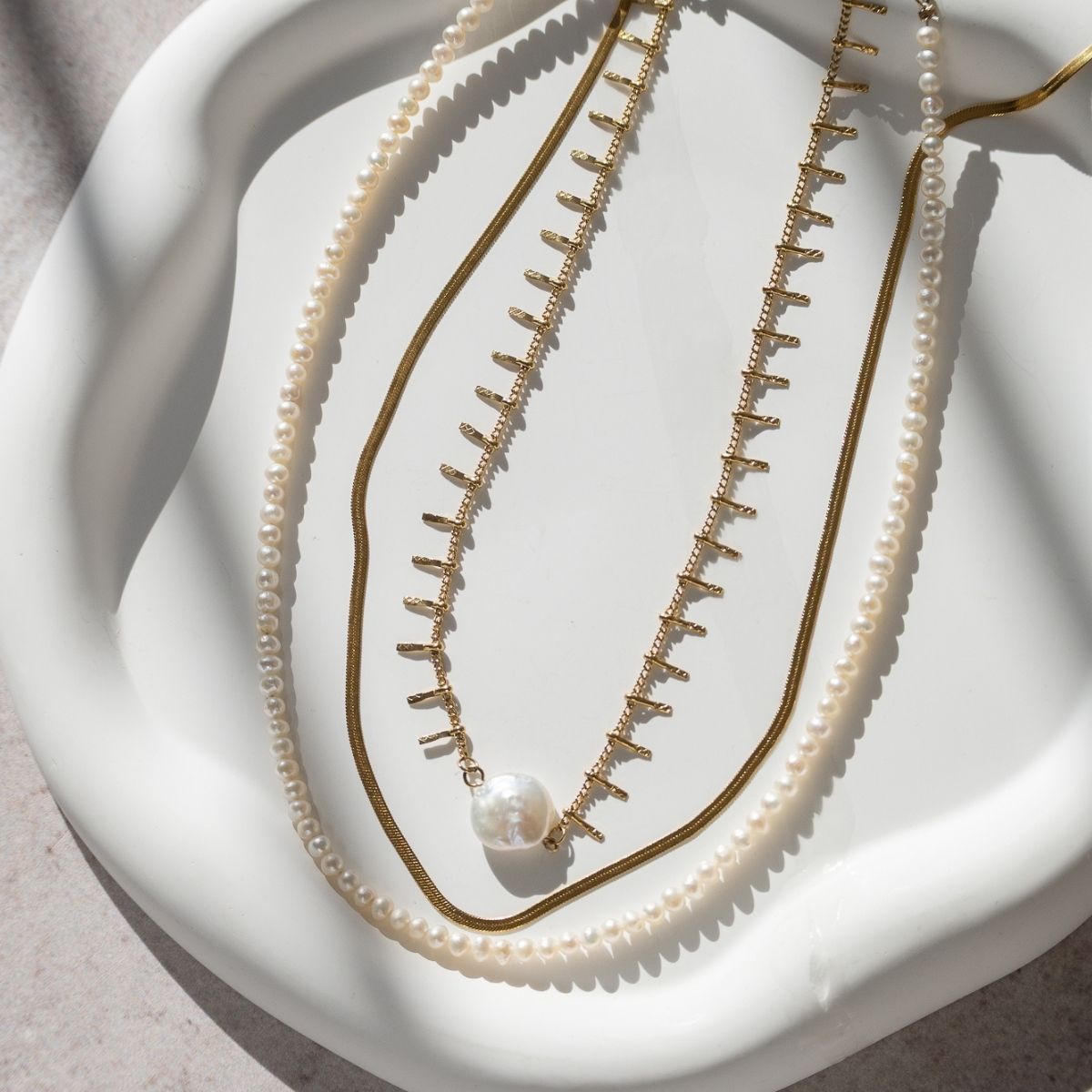 Coin Pearl Spike necklace