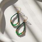 Green Onyx Semi Precious Stone Drop Earrings - Terciany 