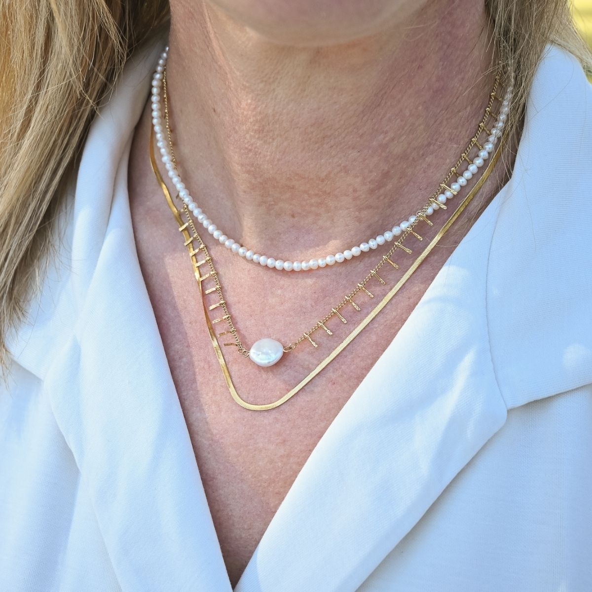 Coin Pearl Spike necklace
