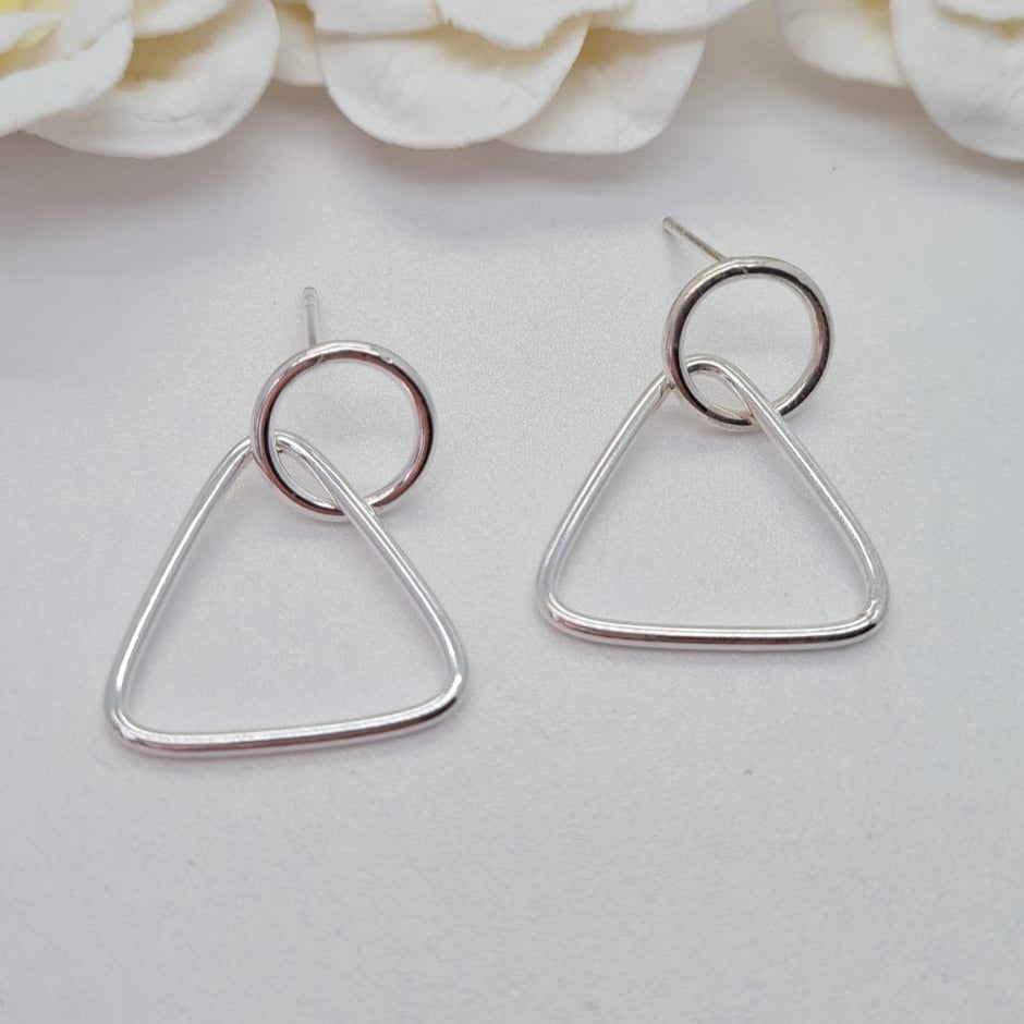 Triangle and Circle Drop Earrings