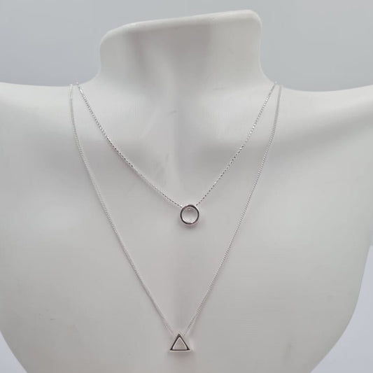 Triangle and Circle Double Necklace