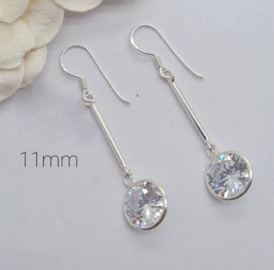 Elegant long 11mm crystal earrings