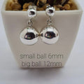 Double Ball Hanging Earring 6 mm And 12 mm Balls - Terciany 