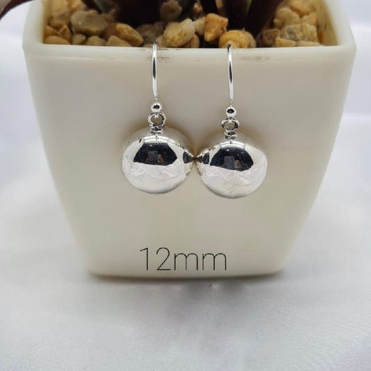 14mm flat dome drop earrings