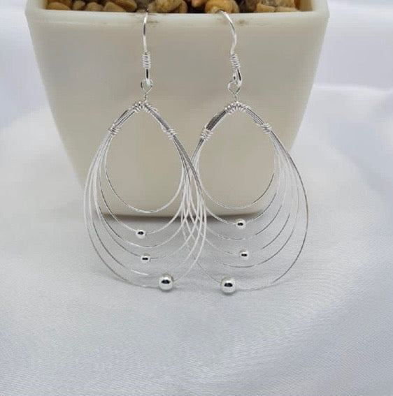Sterling Silver Multi Oval Drop Earrings