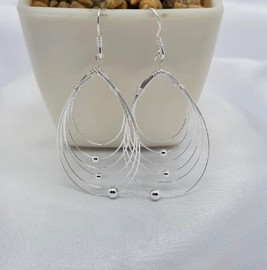 Sterling silver multi oval drop earrings