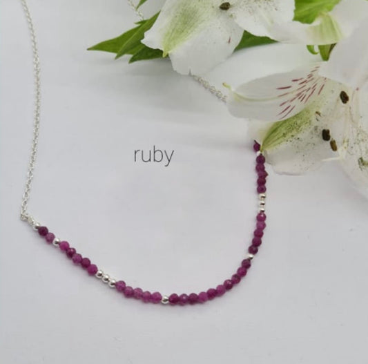Ruby semi precious stone necklace