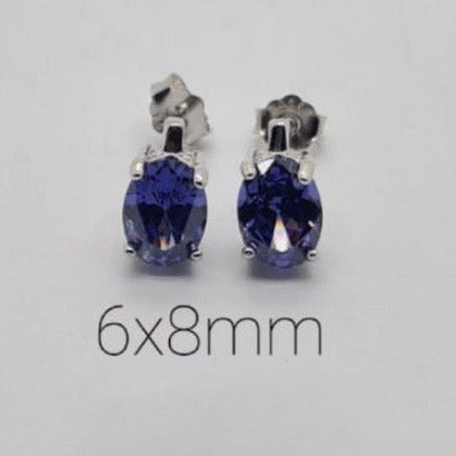 Oval Tanzanite Coloured Cubic Zirconia Stud Earrings