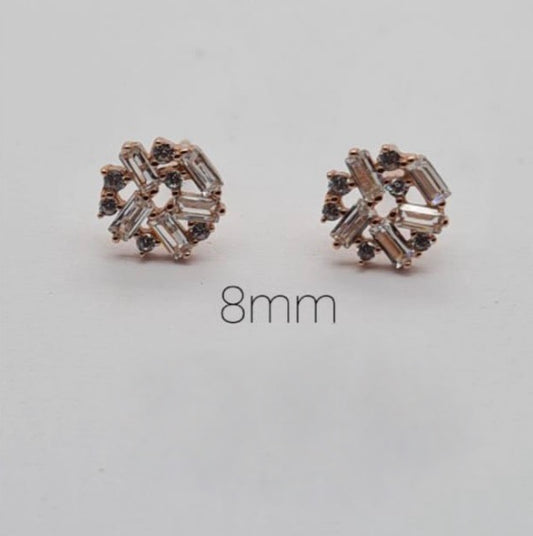 Rose Gold Cubic Zirconia Cluster Stud Earrings