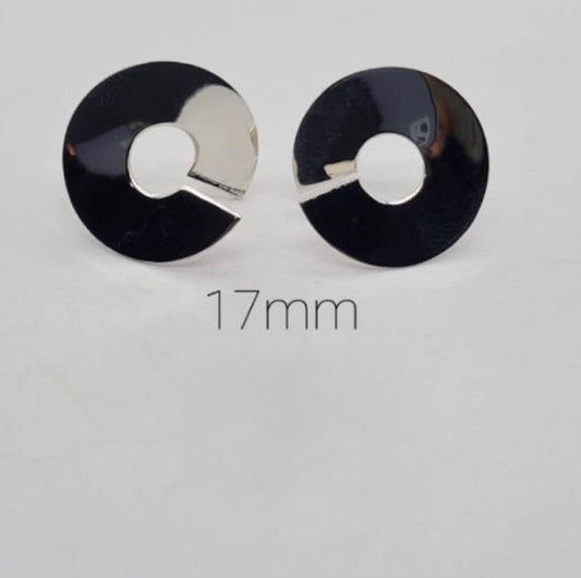 Sterling silver large thick circle studs