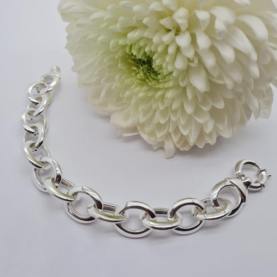 Bulky Large Belcher Chain Link Statement Bracelet 23 Cm