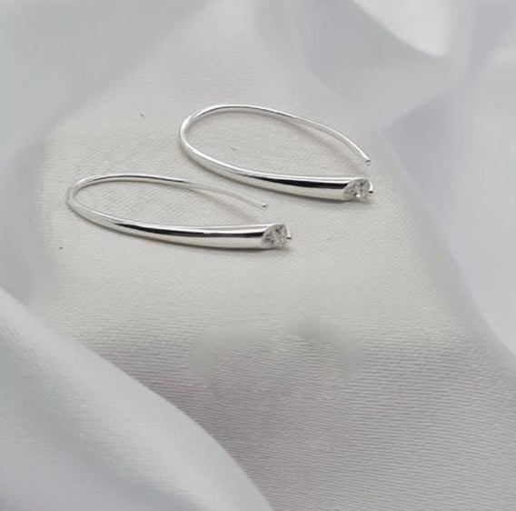 Mini drop earrings with cubic zircon tube on end