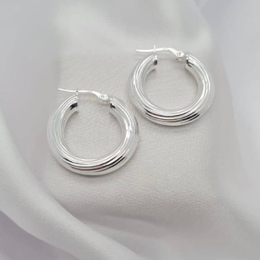 Large thick sterling silver hoops