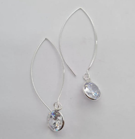 10mm round cubic zirconia drops on hoops