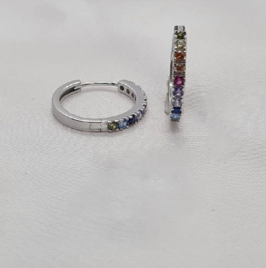 Best 20mm Huggies ever with rainbow coloured cubic zirconia