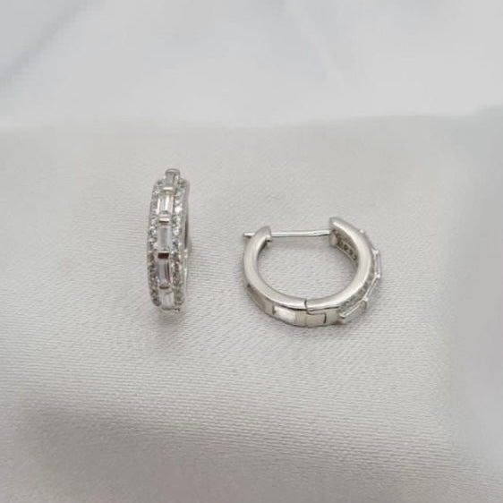Sterling Silver Huggys With Cubic Zirconia Detail
