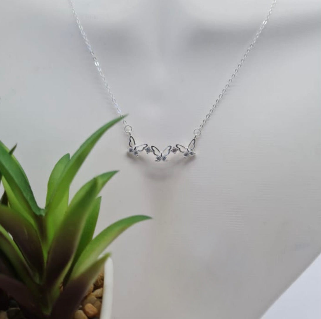 Sterling silver shiny butterfly necklace