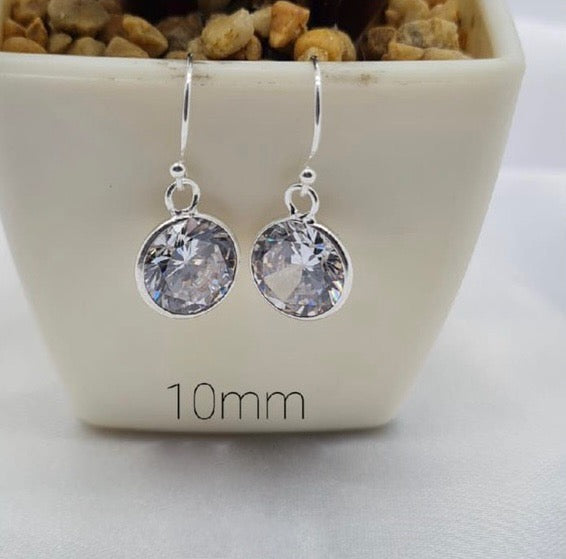 10 mm cubic zirconia short stem earrings