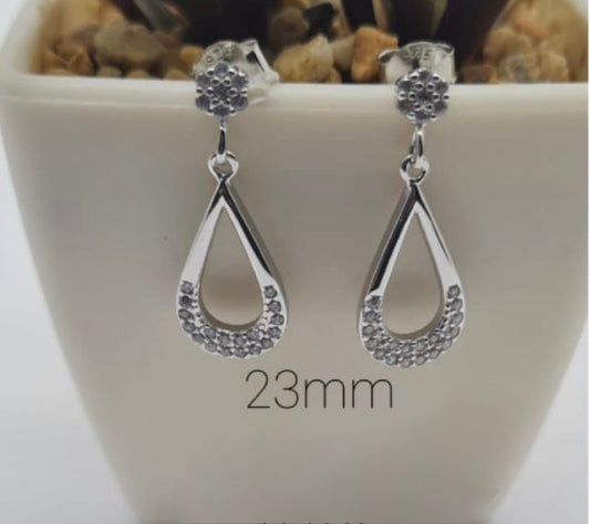 Classic silver teardrop drops with cubic zirconia drops