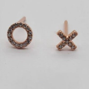 Rose Gold XO Pave Stud Earrings