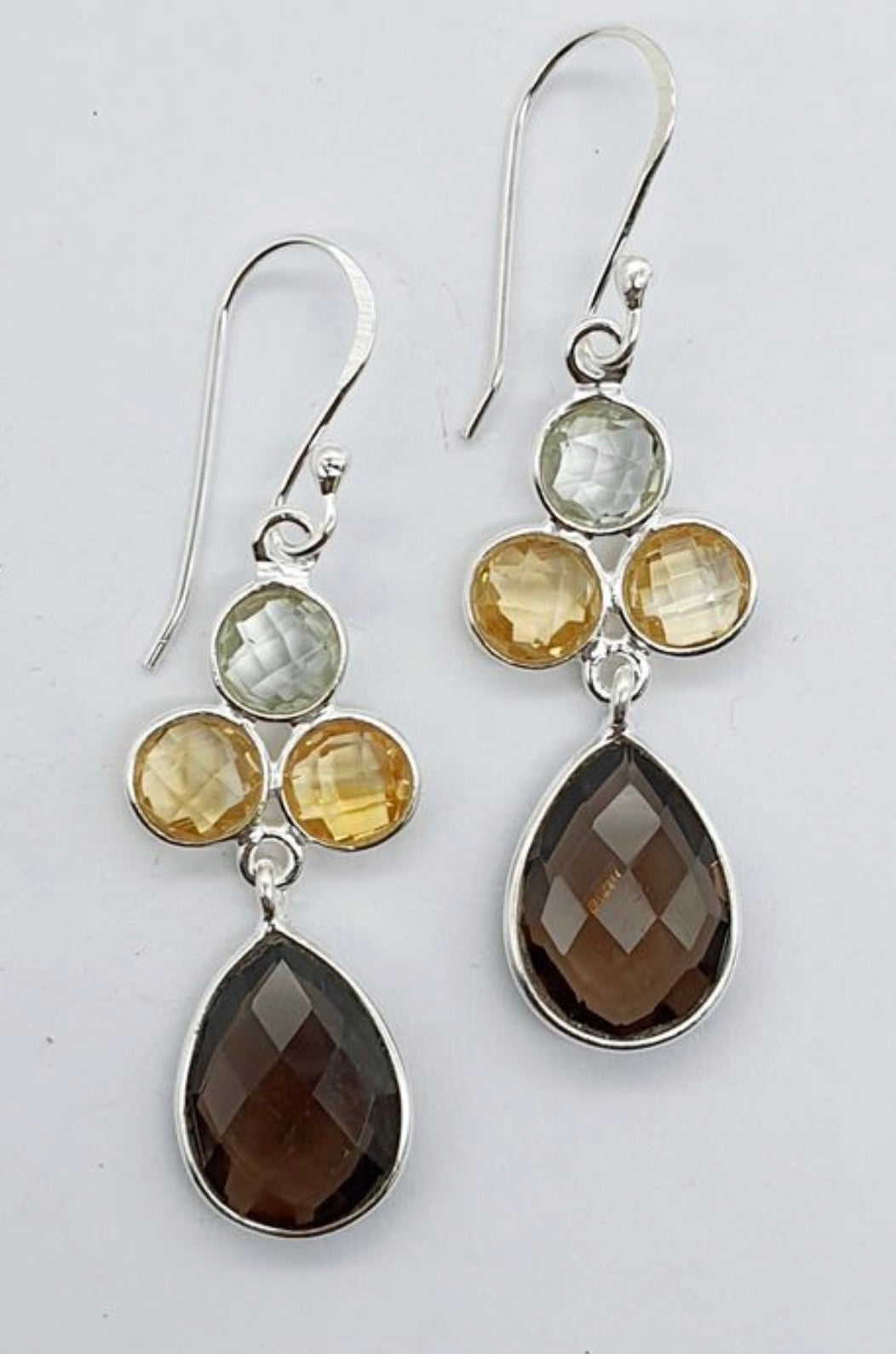 Smokey brown flower Semi precious stone earrings