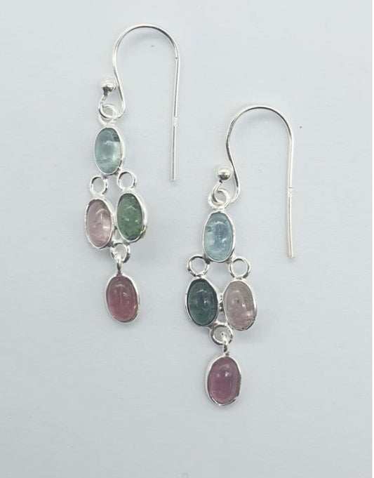 Beautifull Tourmaline semi precious stone drop earrings