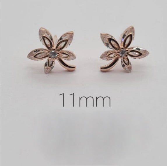Rose Gold Flower Stud Earrings