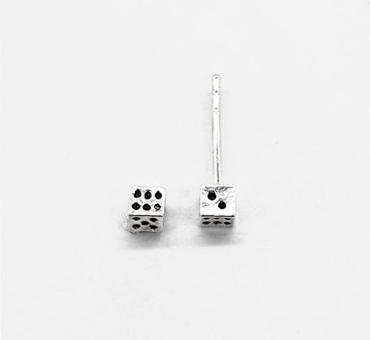Sterling silver dice studs