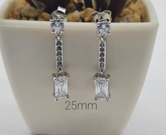 Crystal drop earrings with pretty rectangular cubic zirconia