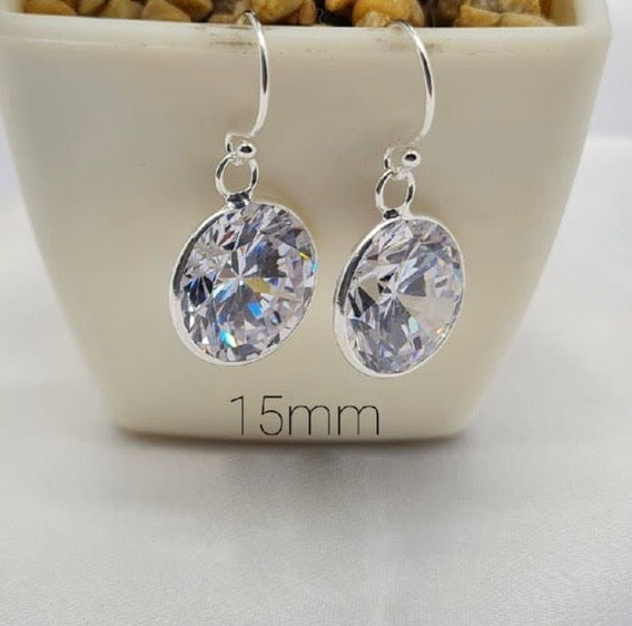 15mm cubic zirconia short stem earrings