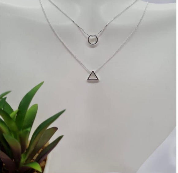 Triangle and Circle Double Necklace - Terciany 