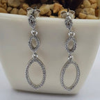 Cubic Zirconia Pavé Three Oval Drop Earrings - Terciany 