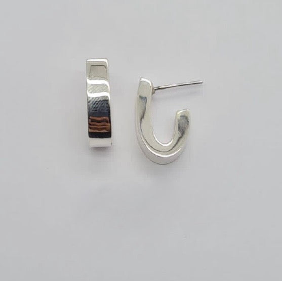 Solid silver modern hoops