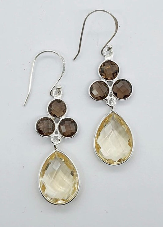 Smokey Citrine semi precious stone earrings